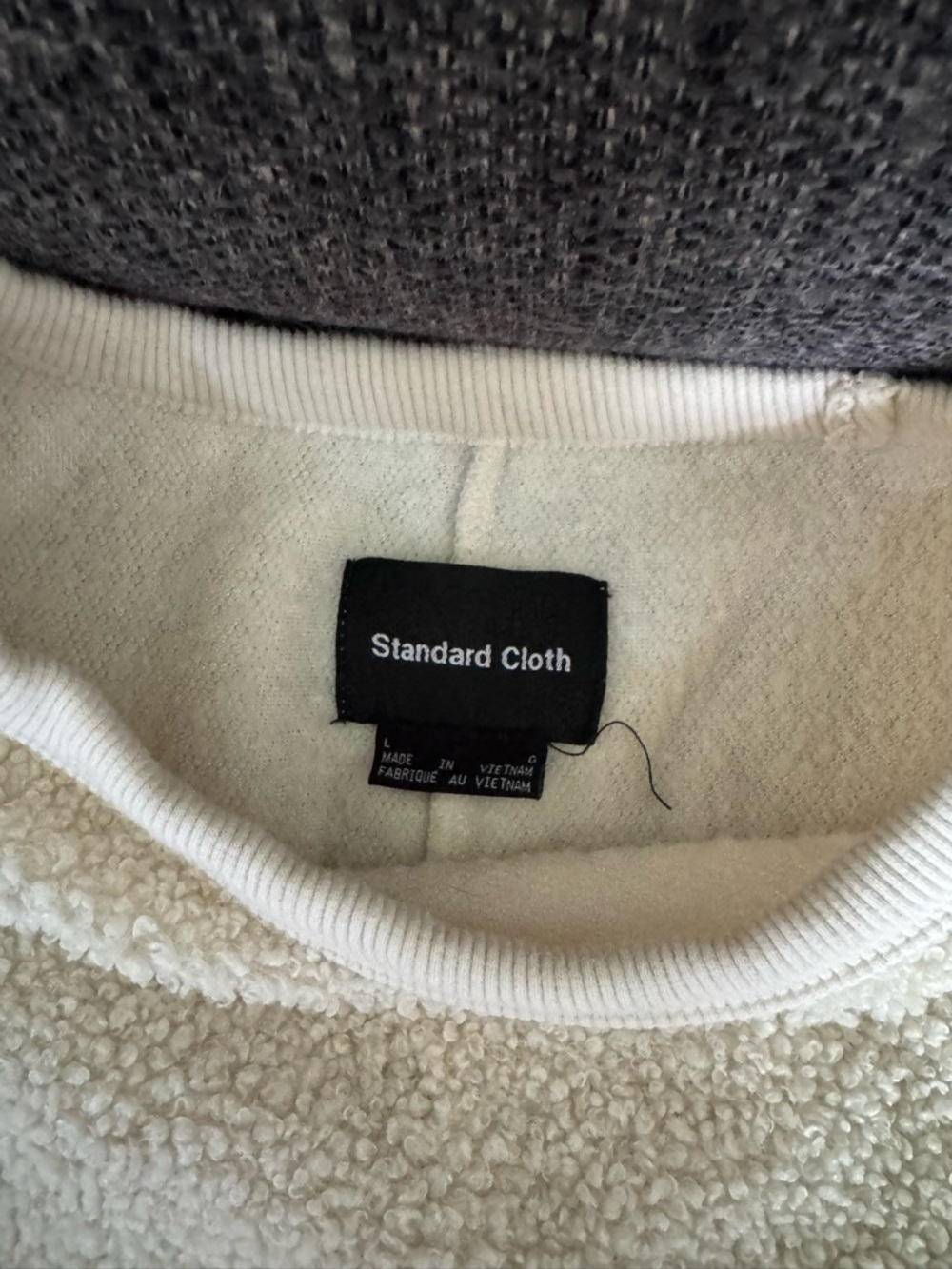 Men's Cream Sherpa Crewneck Sweater - Cozy Everyday Layer - Picture 3 of 4